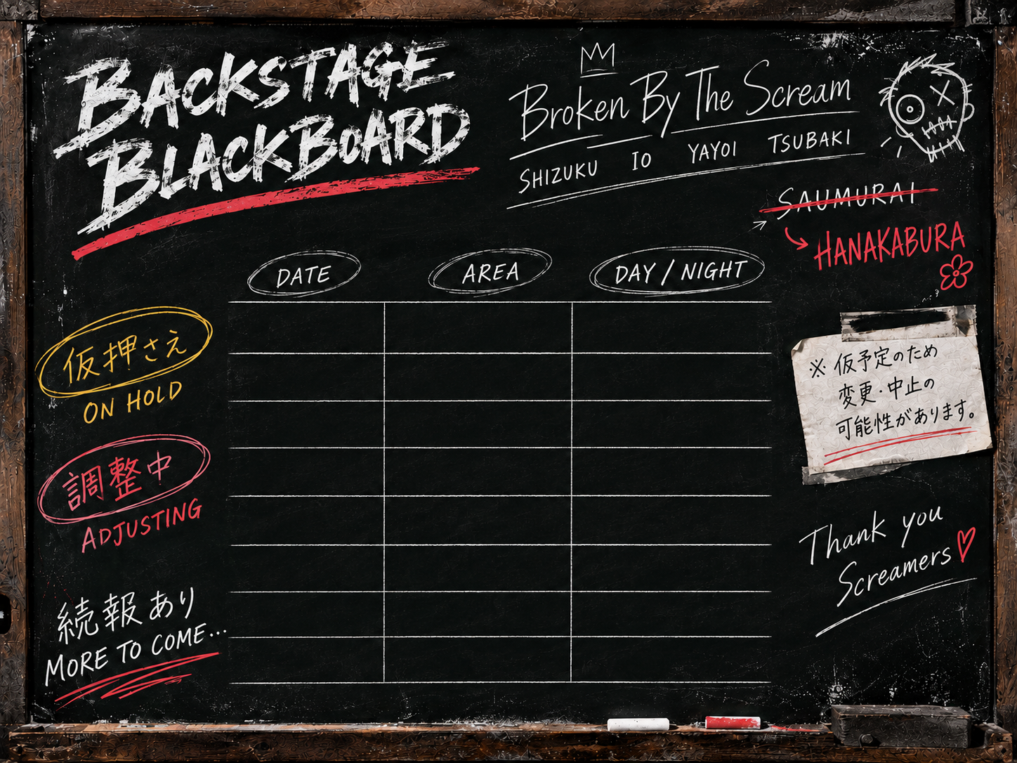 BACKSTAGE BLACKBOARD